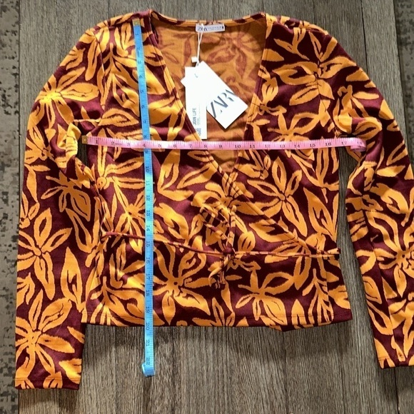 Zara JACQUARD WRAP TOP AND FLARED PANTS Two Piece Set - Picture 8 of 12